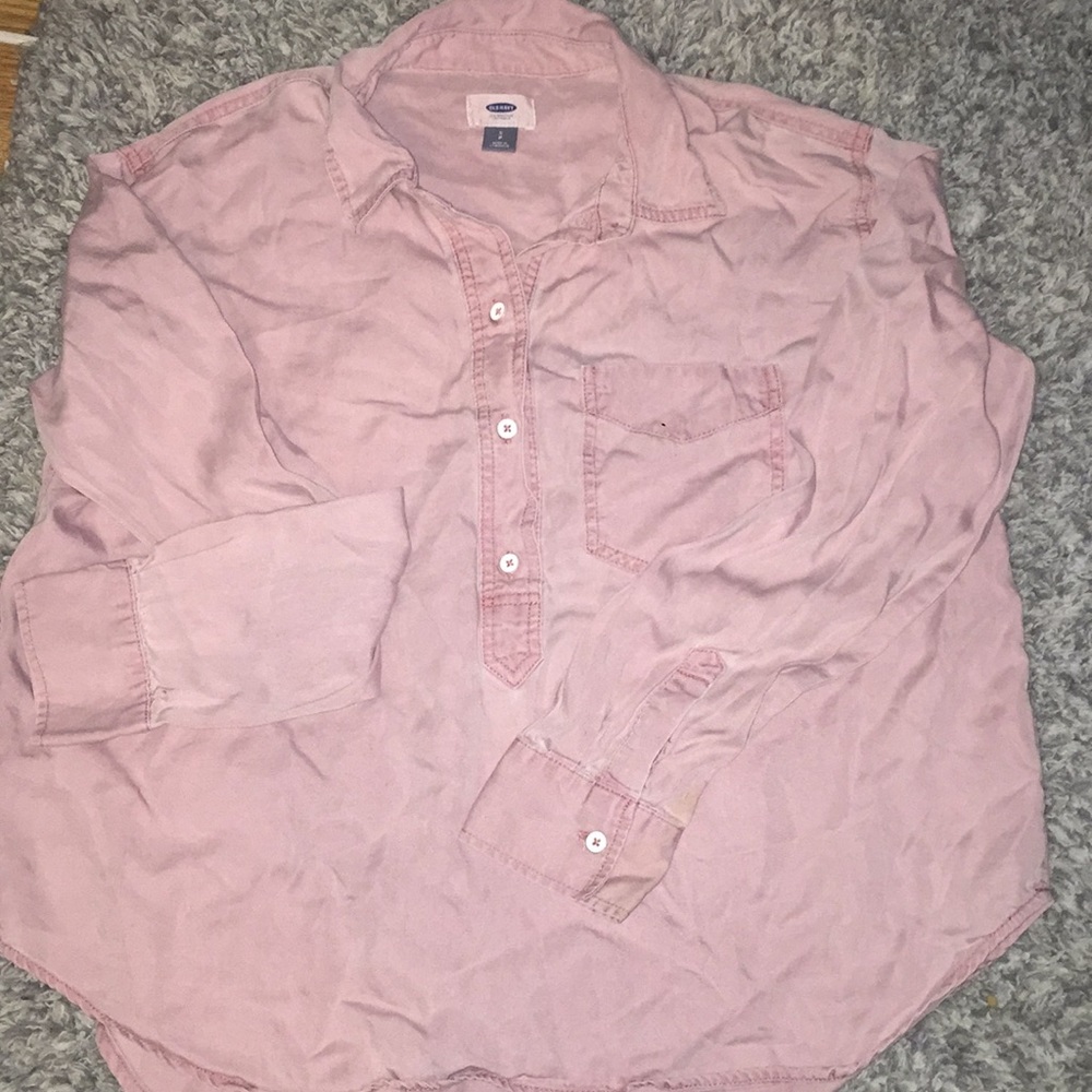 Super soft lightweight pink button up